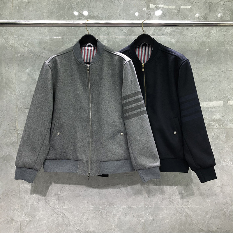 TB毛呢棒球服外套宽松男女情侣款