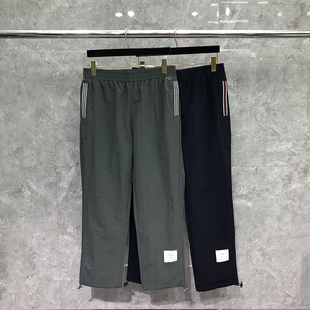 TB运动裤男长裤直筒裤宽松健身跑步松紧腰内里内衬网格训练裤裤子