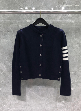 TB针织衫开衫女上衣外套四条杠修身花朵刺绣短上衣毛衣早秋冬新款