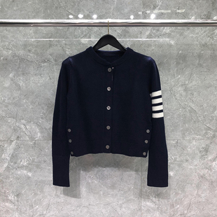 TB针织衫开衫女上衣外套四条杠修身花朵刺绣短上衣毛衣早秋冬新款