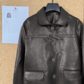 Puhpowee 娜娜同款 蝴蝶结环保短皮衣外套复古纯色娃娃领夹克女