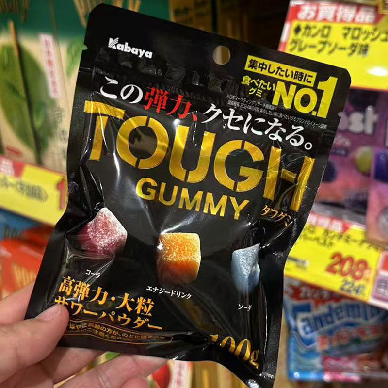 卡巴也TOUGH大颗粒软糖kabaya日本耐嚼乳酸可乐汽水味卡巴亚酸爽