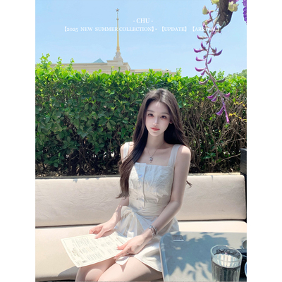 CHU小初/栀子淡香/少女情怀 清纯感高支棉小白花连衣裙
