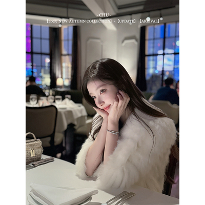 CHU小初/听雪小狐/仙气纯白色sagafurs狐狸车条皮草