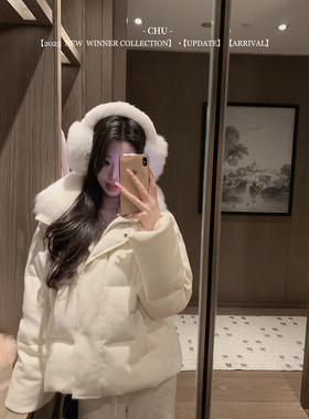 CHU小初/织物羽绒/老钱少女感 针织面料lp版型狐狸毛羽绒服