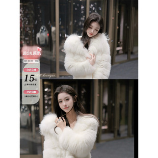 狐狸车条皮草 CHU小初 加厚款 小狐 大帽子配白貉毛领 雪山下