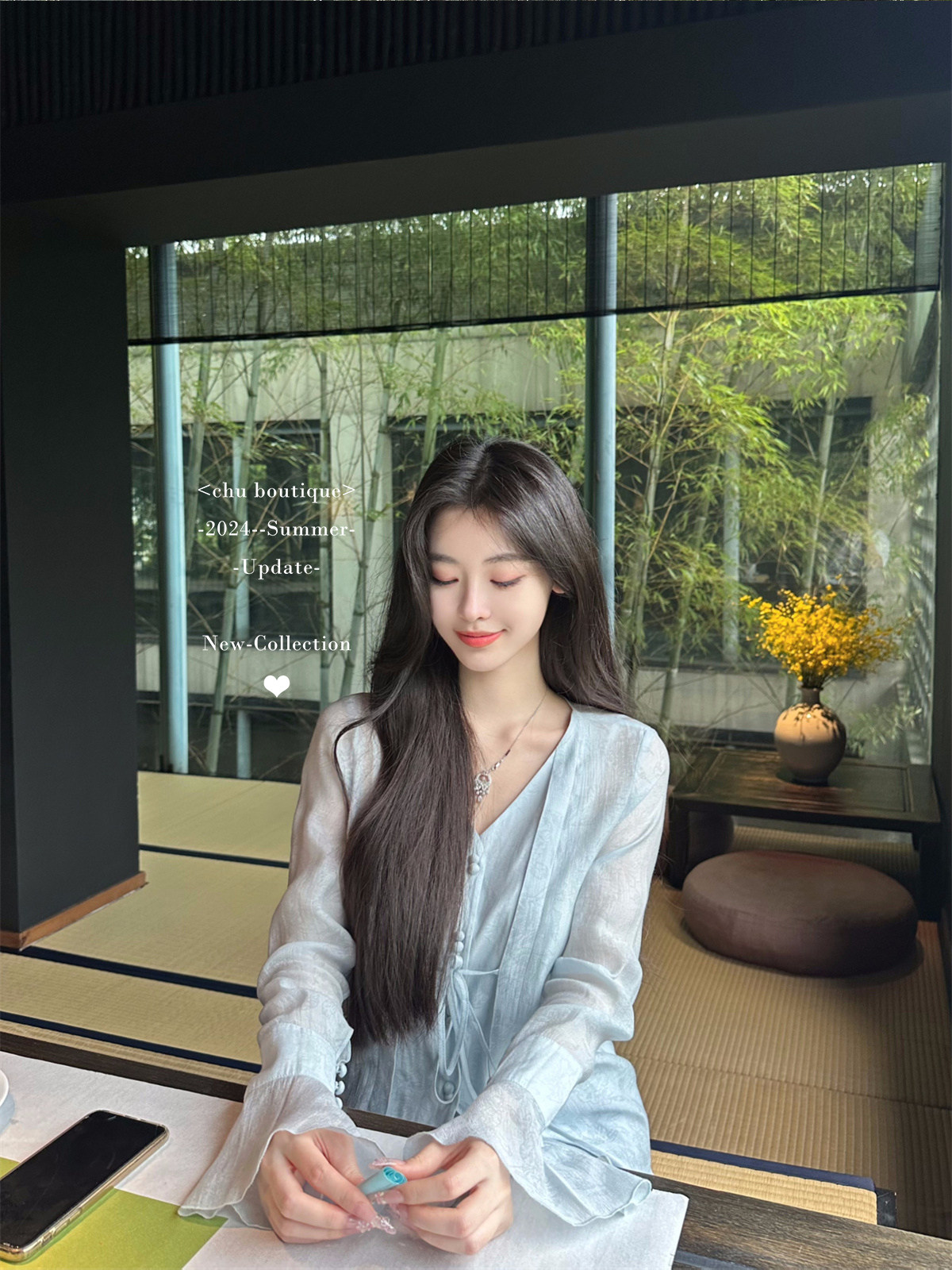 chu小初/烟雨 自带仙气 新中式国风套装 天丝衬衫长款半裙两件套