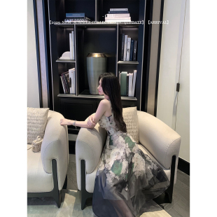 梨花落 方领长款 优雅名伶 自带胸垫 连衣裙 背后打揽 CHU小初