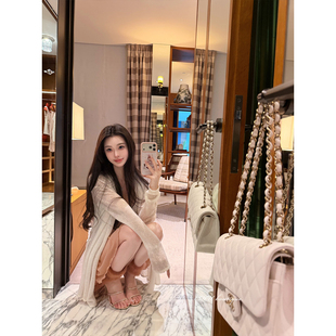 CHU小初/清纯的女神感/超软云柔纱线 白月光针织开衫吊带套装