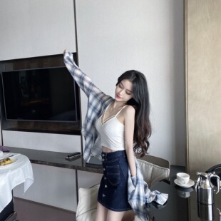 高腰牛仔裙A字半身裙百搭排扣显瘦短裙 清仓