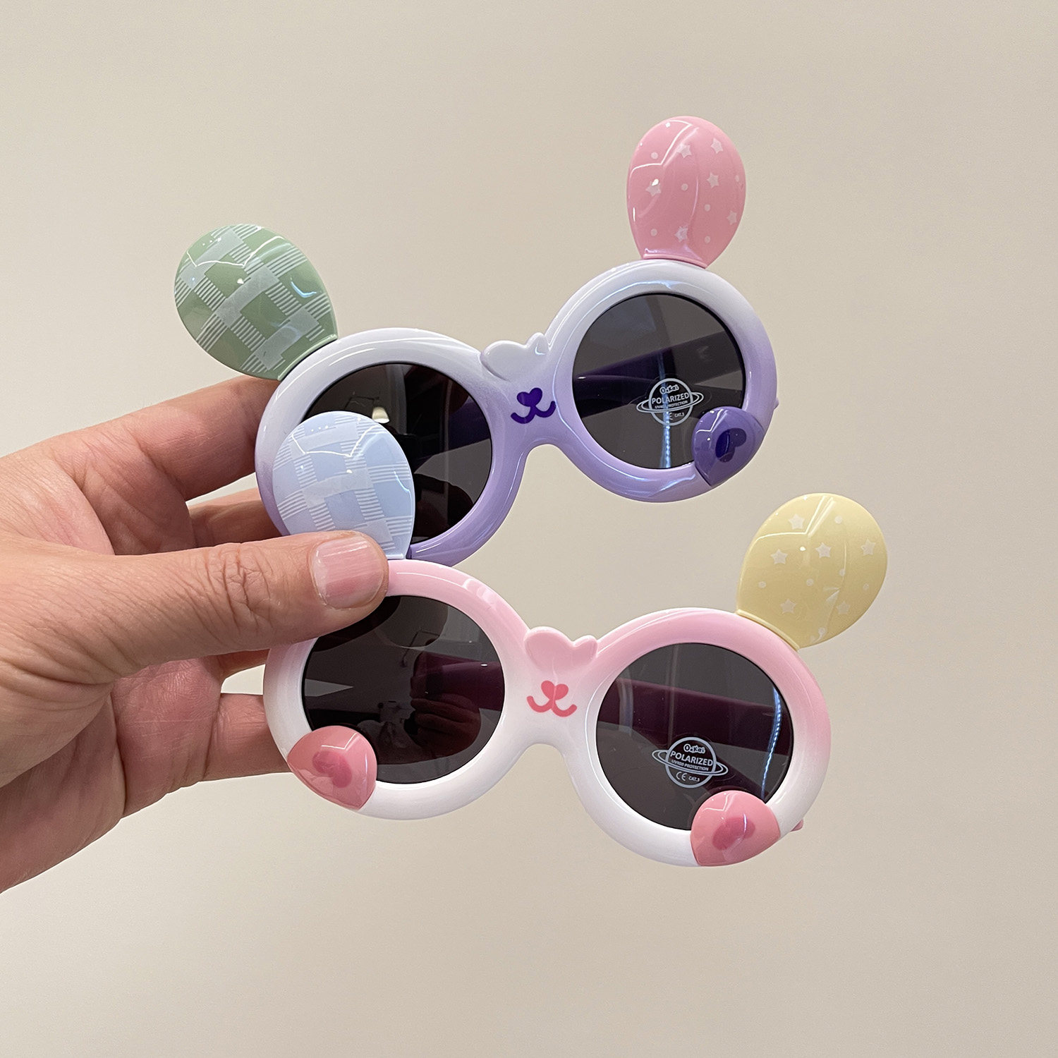 儿童太阳镜女童可爱糖果色小兔子偏光防紫外线太阳镜女宝宝墨镜