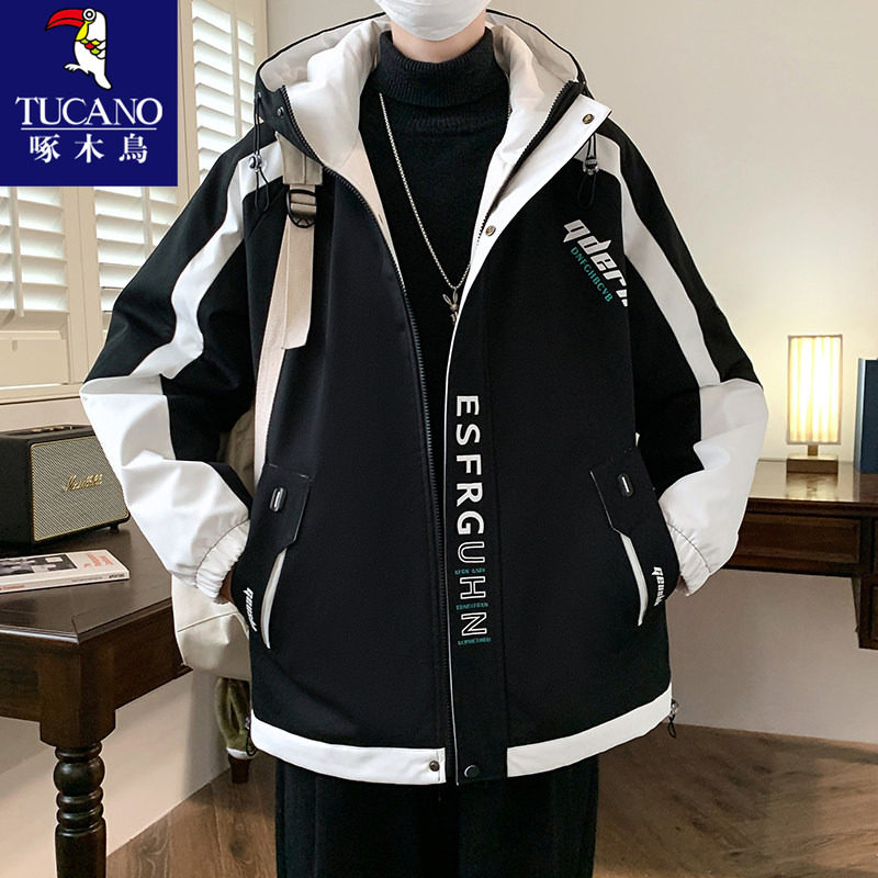 啄木鸟2025新款秋冬季加绒青少年外套男初高中学生大童冲锋衣夹克,男装,夹克,淘宝优惠券,粉丝福利购,淘宝优惠卷