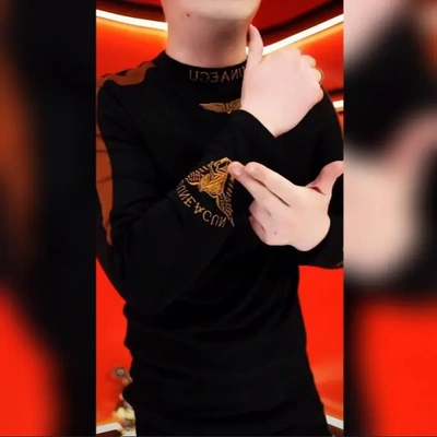 彬彬品质男装锋翼型男秋新款男士长袖圆领加绒卫衣休闲保暖打底衫