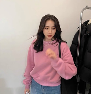 十三行widelia陈姬儿秋冬款小众加绒少女卫衣小个子短款上衣9838