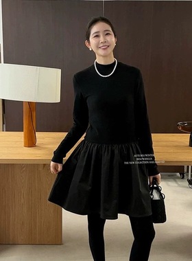 十三行widelia陈姬儿小立领打底拼接蓬蓬裙短裙内搭连衣裙女9375