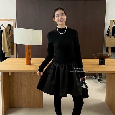 十三行widelia陈姬儿小立领打底拼接蓬蓬裙短裙内搭连衣裙女9375