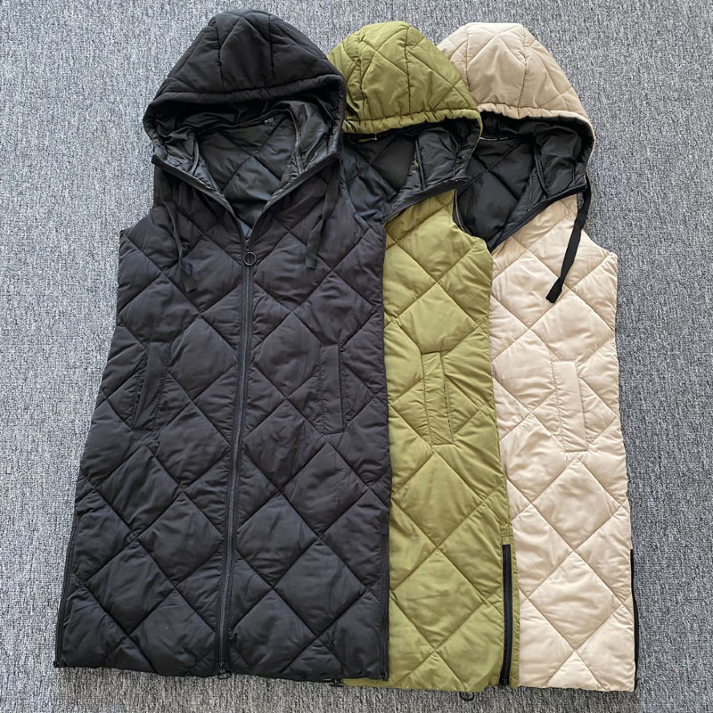 德国单女装 秋冬女式中长款羽绒棉服夹棉马甲 休闲百搭棉背心马夹