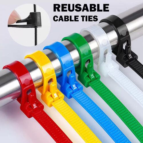 Nylon Reusable Cable Zip Ties Releasable Fixed Binding Color