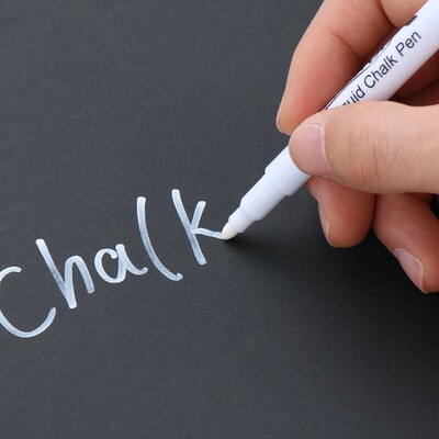 5pcs White Liquid Chalk Pen Black Board Marker Erasable Chal