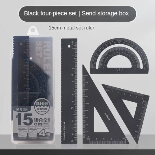 Metal Ruler Set Aluminum Alloy Student Exam Stationery Set