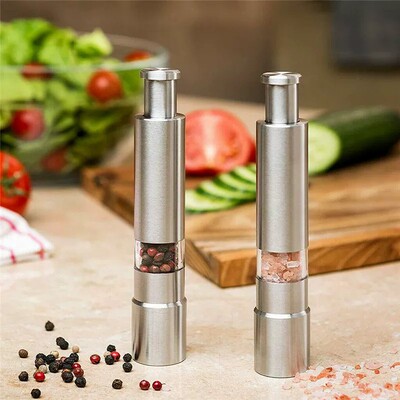 Manual Salt and Pepper Grinder Set Thumb Push Pepper Mill