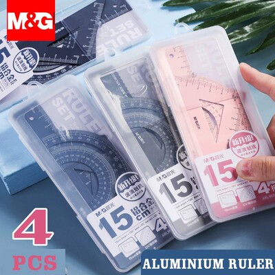 Aluminium Ruler Set Maths Drawing Metal Ruler Stationery Rul