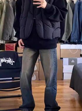 美式马甲冬季新款男高级感欧美街头小众设计感棉服外套情侣装潮流