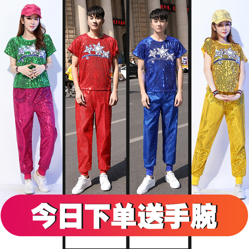 宽松韩版时尚亮片拉拉队演出服