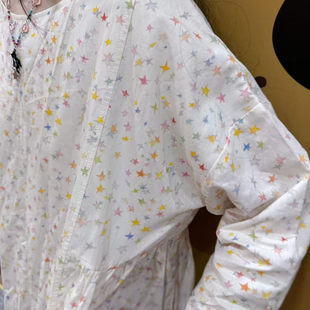 4video自制 连衣裙 一闪一闪亮星星vintage复古彩色星星ins风中袖