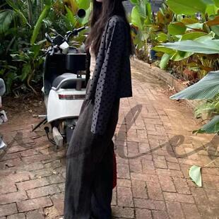 型超好亚麻显瘦松紧腰百搭垂顺拖地裤 4video自制 做旧黑灰色版