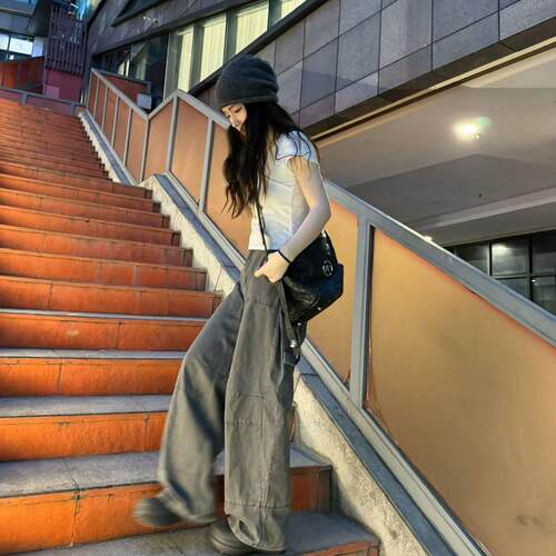 宽松辣妹美式工装裤显瘦显高