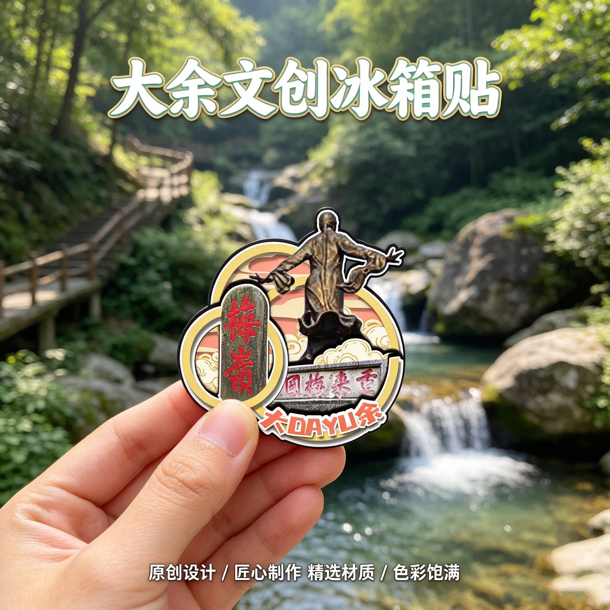 赣州大余木质磁吸冰箱贴纪念品