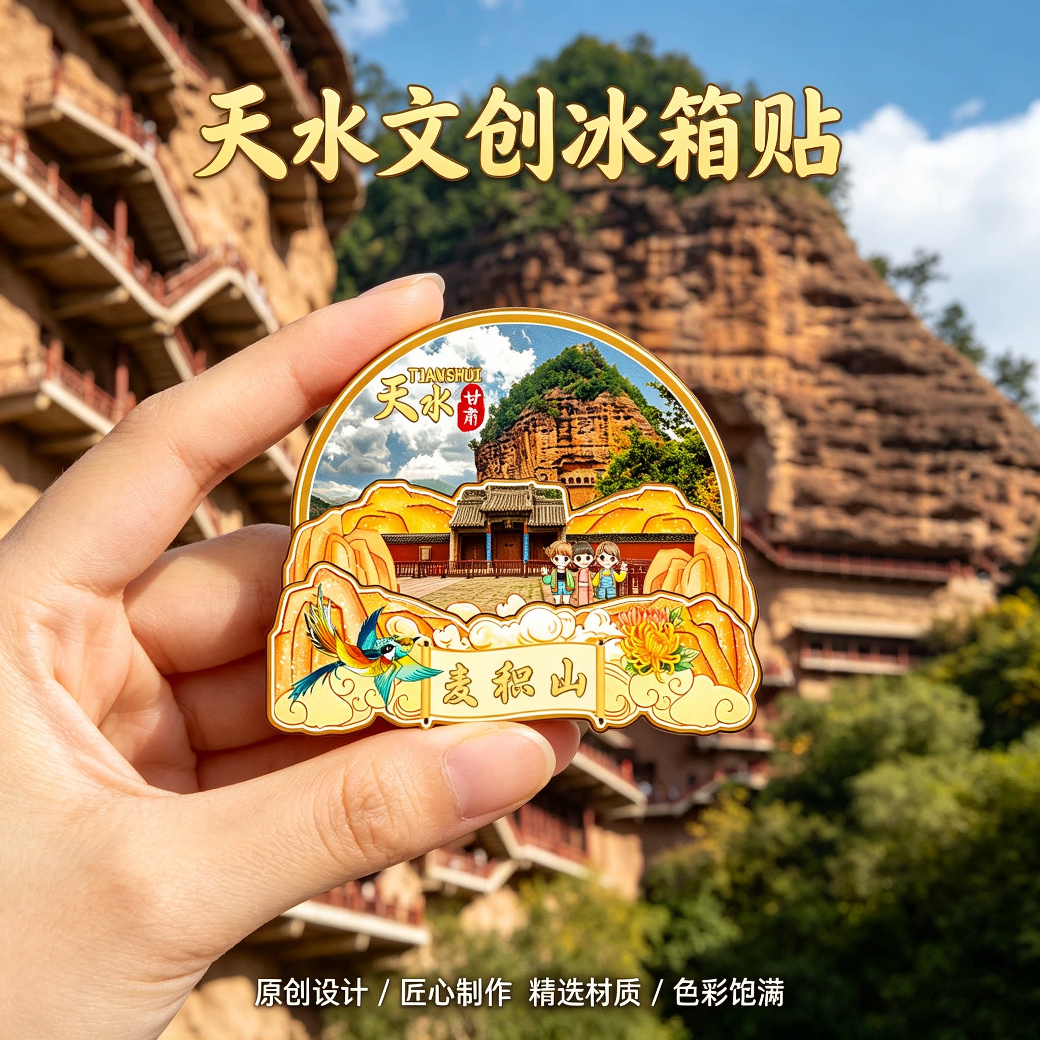 磁吸冰箱贴天水麦积山石窟纪念品