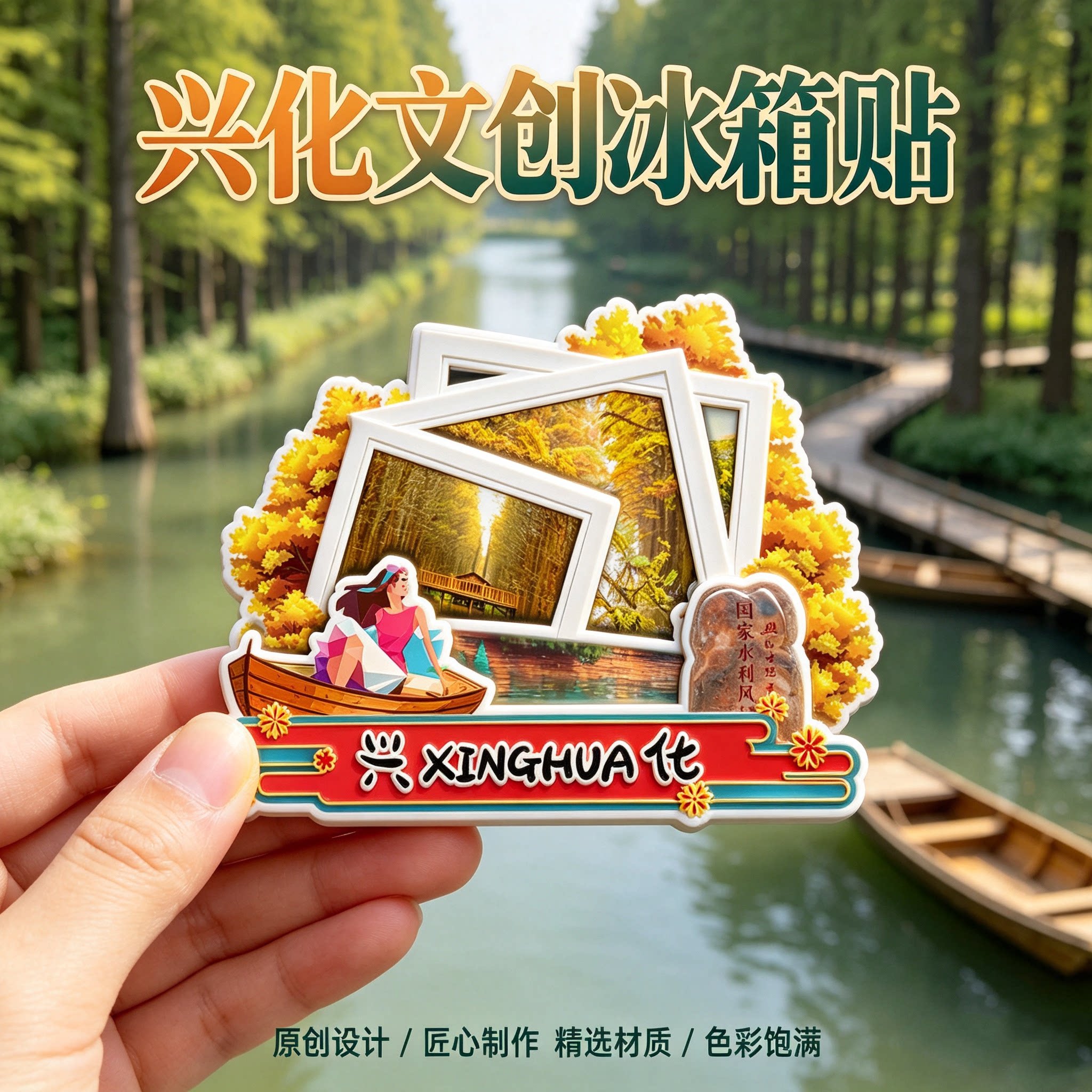 泰州兴化木质磁吸冰箱贴纪念品