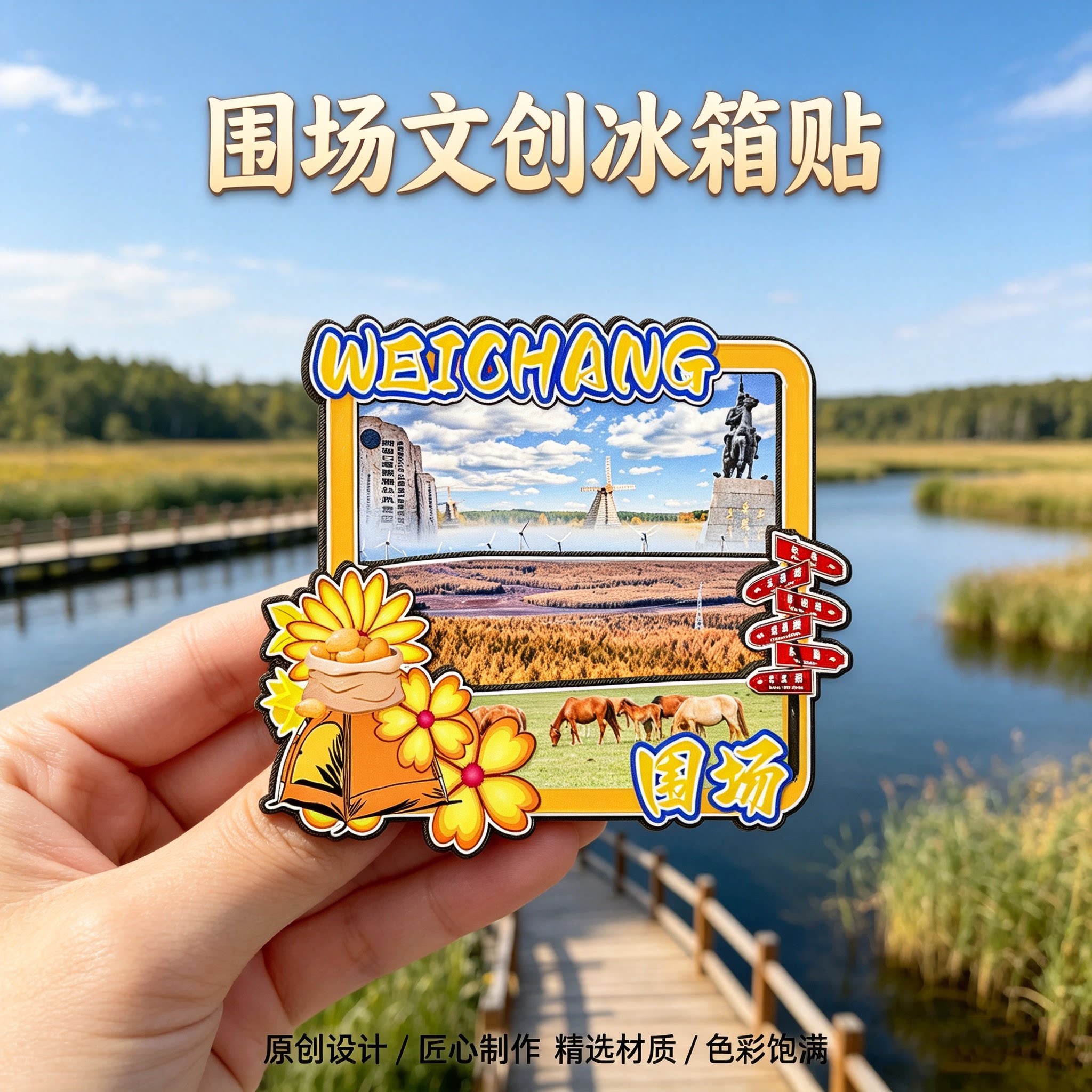 承德围场木质磁吸冰箱贴纪念品