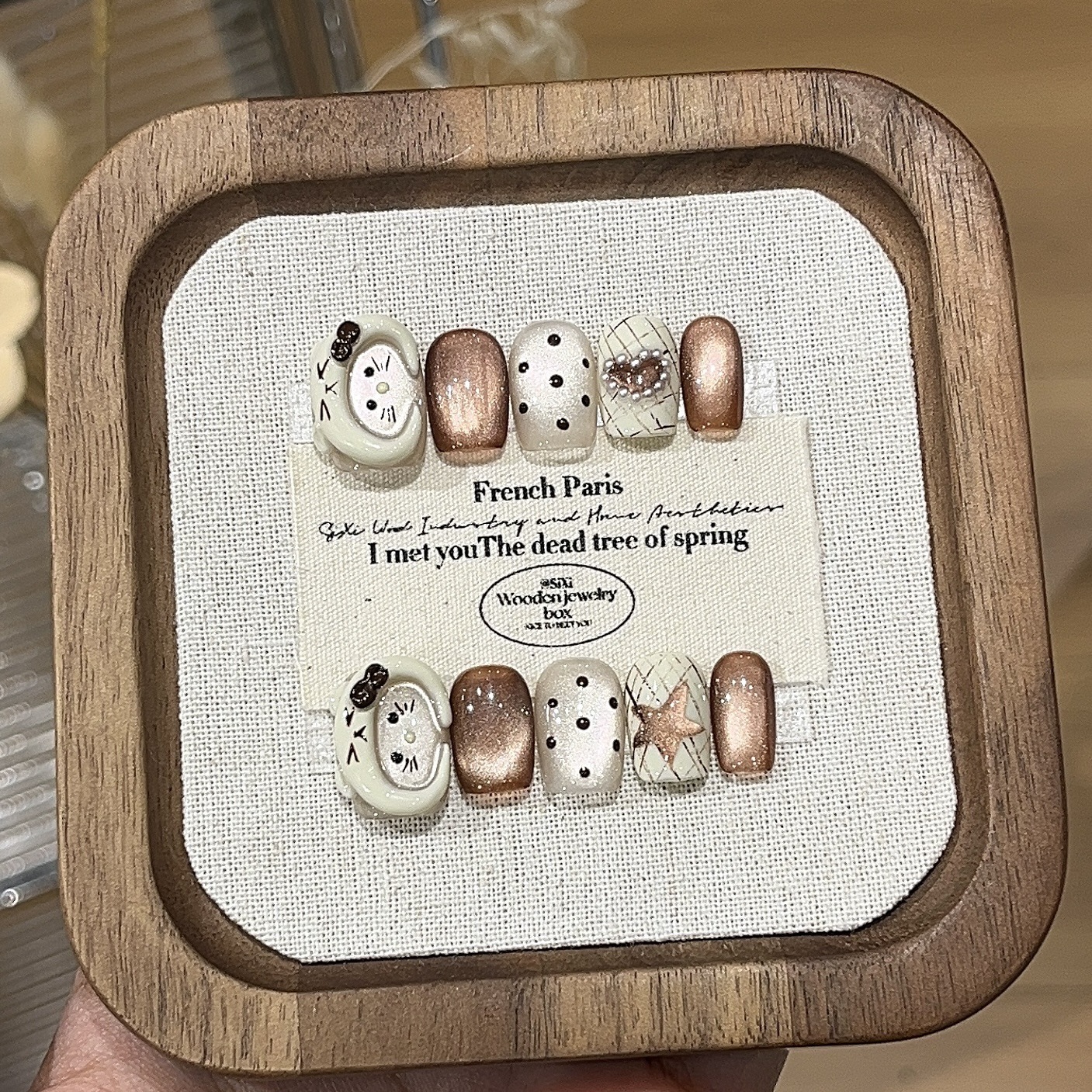 精灵糯叽miu系可爱风美甲捏捏卡通猫咪酱玻璃珠猫眼纯手工穿戴甲