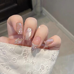 繁花似锦新中国风丝绸猫眼穿戴甲纯手工彩绘美甲可拆卸假指甲贴片