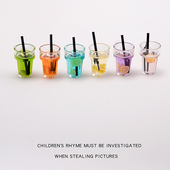 娃娃屋家居摆件微缩食玩场景配件饮料柠檬水果汁杯饮品桌面摆件