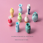 仿真微缩花瓶过家家玩具儿童陶瓷餐具套装 摆件娃娃屋配件