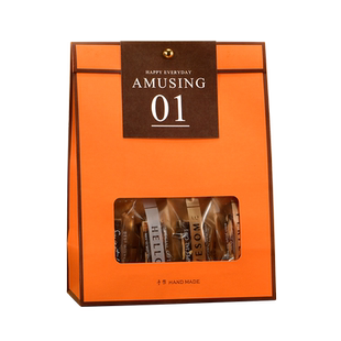 ins牛皮纸袋新年礼品袋饼干雪花酥牛轧糖纽扣饼干糖果点心包装袋