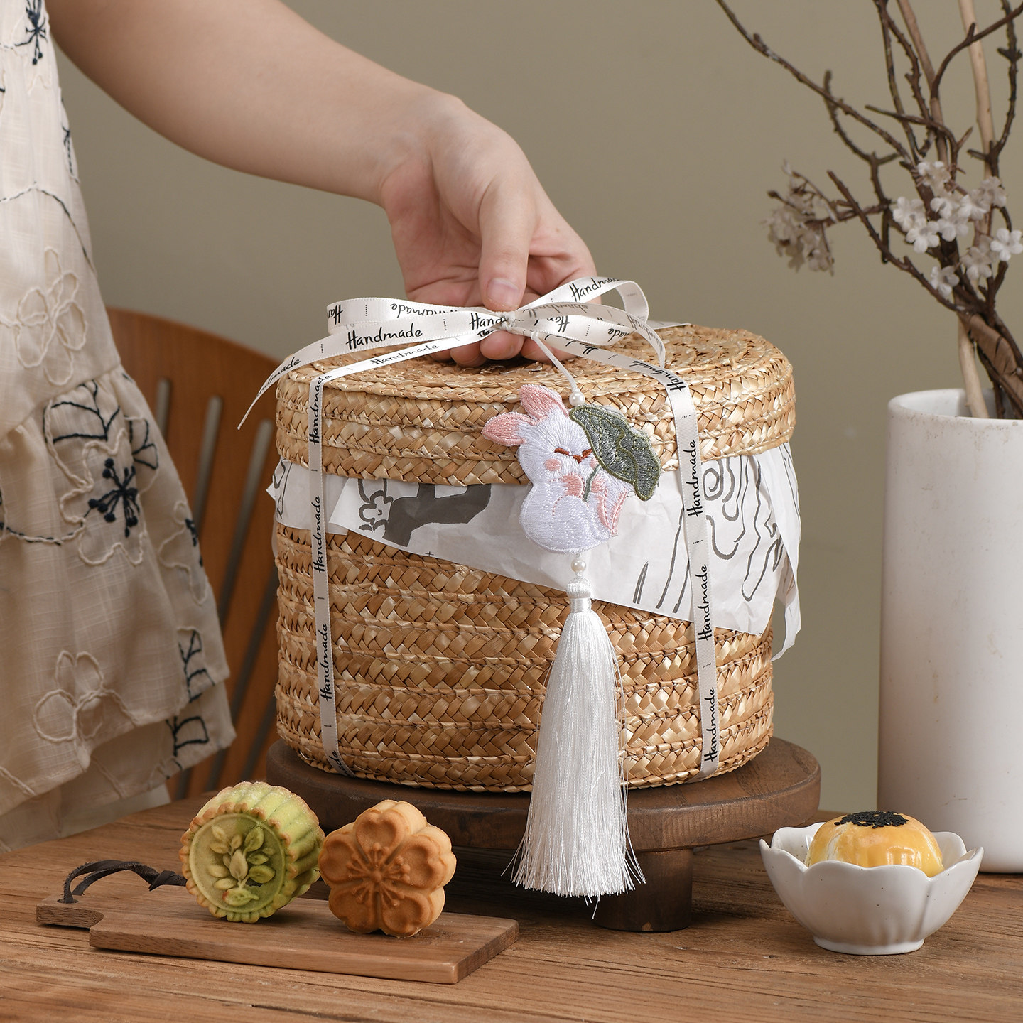 2025新款中秋礼盒空盒中式手提麦草编篮蛋黄酥月饼包装高档礼品盒,厨房/烹饪用具,点心包装盒/包装袋,淘宝优惠券,粉丝福利购,淘宝优惠卷