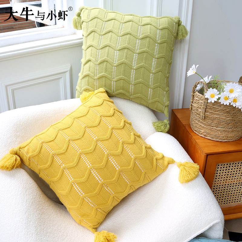 小清新ins北欧风飘窗抱枕套毛线针织文艺靠垫客厅样板间沙发装饰