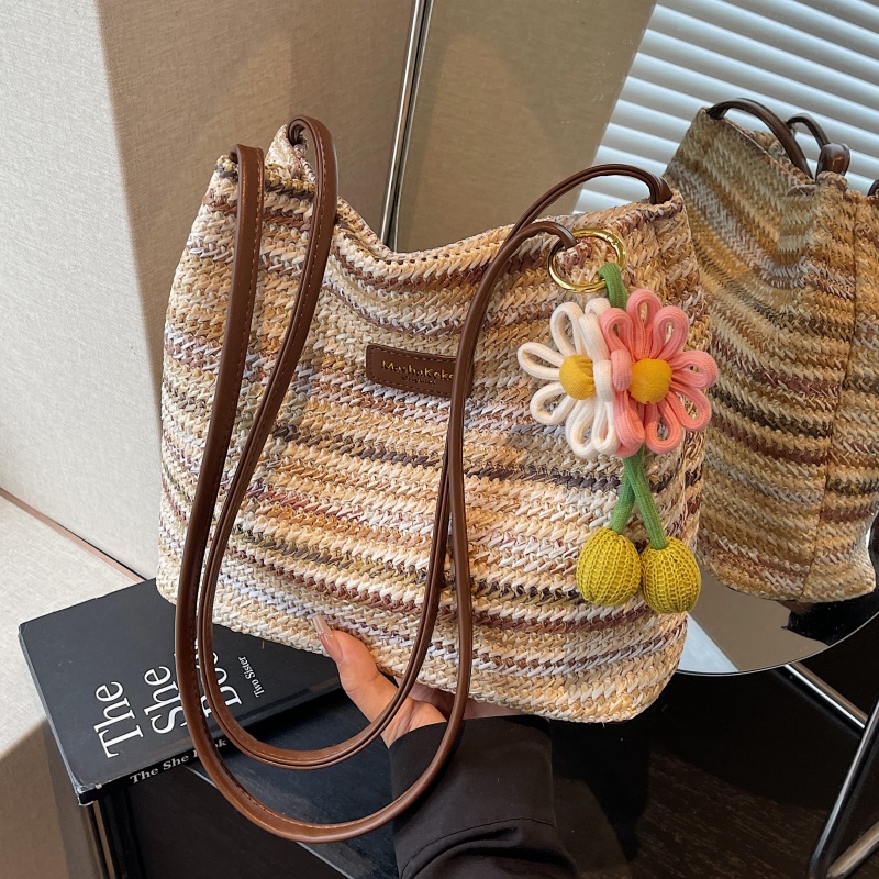 高级感时尚编织水桶包托特包