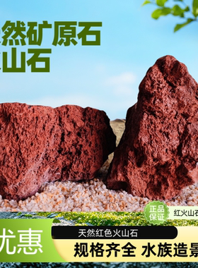 红色火山石大块砌墙造景水族箱培菌罗汉鱼缸铺面石过滤石头包邮