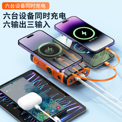 22.5W快充无线充手摇发电太阳能充电宝20000毫安移动电源户外