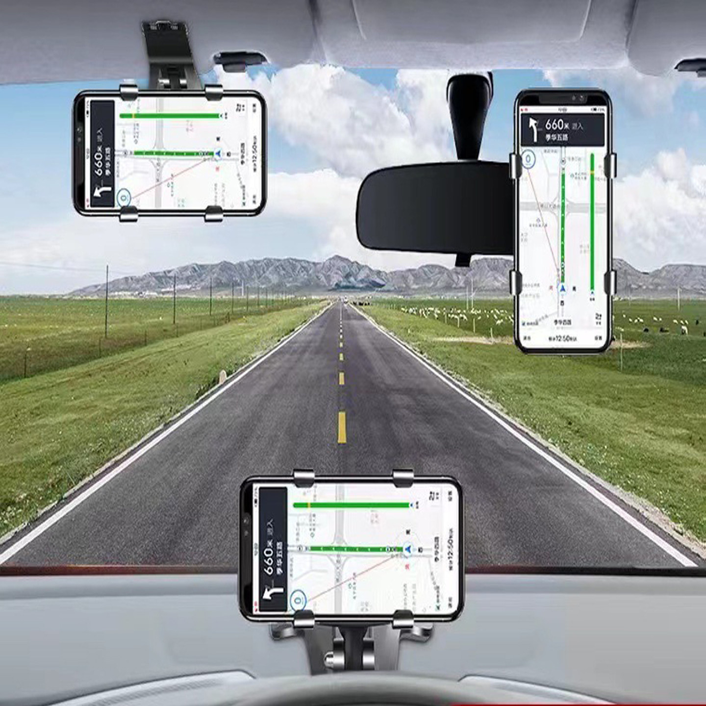爆款多功能车载手机支架汽车内仪表台后视镜车用导航车上创意