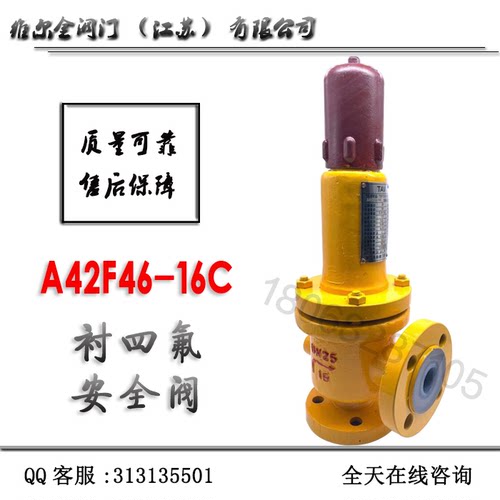 中国天正天和衬四氟弹簧式安全阀氯气安全阀A42F46-16C泄压排气阀