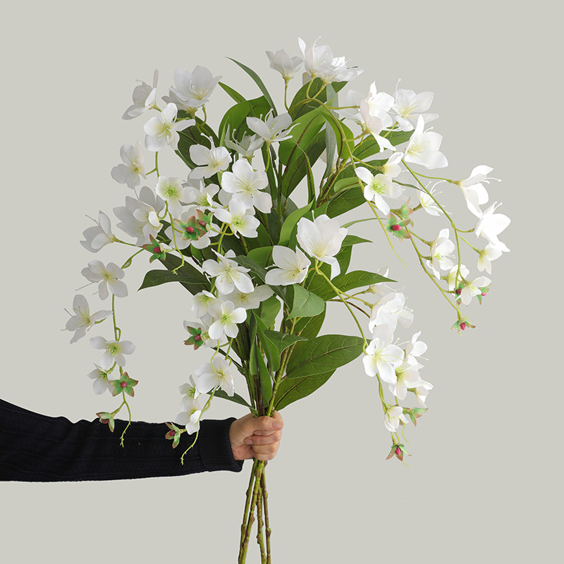 仿真花2叉垂丝茉莉花束 婚庆装饰花材摆设假花绢花家居客厅海棠花图片