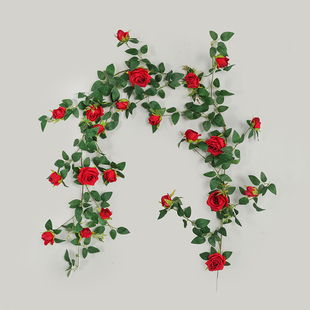 网红花墙装饰仿真蔷薇花蔓 街面门头布置仿真1.8米月季玫瑰花
