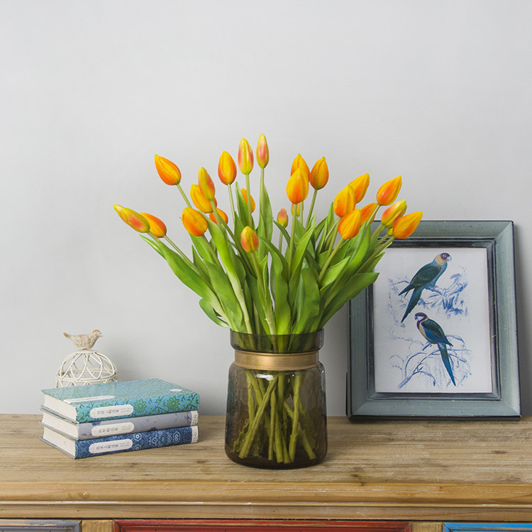 仿真花手扎郁金香假话婚庆盆栽装饰摆放花艺手感花束室内家居卧室